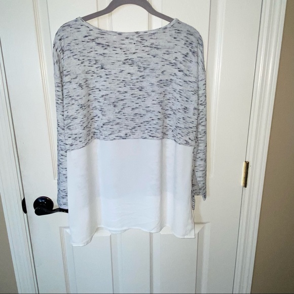 LOFT Mixed Media Space-dye Gray Top - Picture 6 of 9